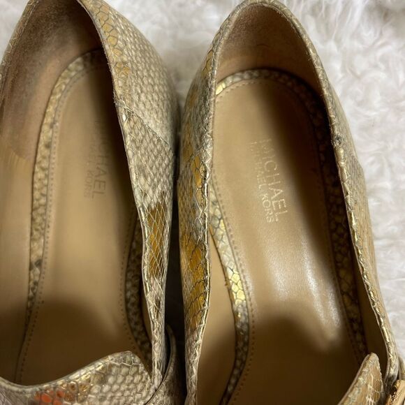 Michael Kors leather snake embossed metallic gold slip on loafers Size 7M - Picture 8 of 10
